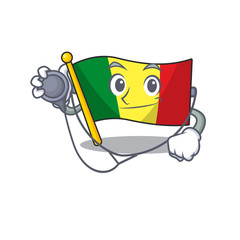 Sticker - Flag mali cartoon mascot style in a Doctor costume with tools