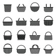 Wicker basket icons set. Simple set of wicker basket vector icons for web design on white background