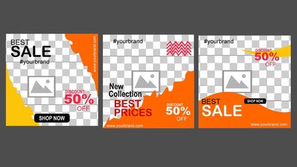 Wall Mural - Set of editable square banner for adversiter template. Editable banner for social media post, web and internet.
