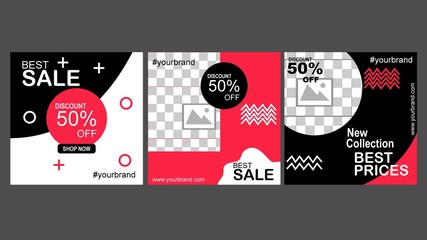Wall Mural - Set of editable square banner for adversiter template. Editable banner for social media post, web and internet.