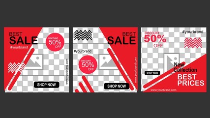 Wall Mural - Set of editable square banner for adversiter template. Editable banner for social media post, web and internet.