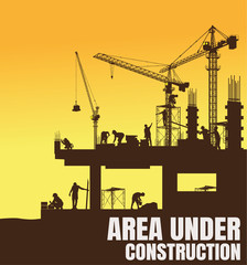 Construction silhouette vector background.