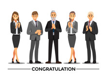 Business People Congratulation ,Vector Illustration Cartoon Character.