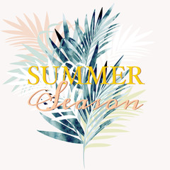 Poster - Beautiful vector tropical poster with palm leaves for design