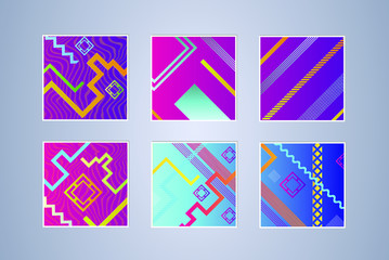 Wall Mural - Set of covers design templates with vibrant gradient background. Modern trendy poster with geometric shapes