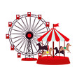 panoramic wheel and carrousel attractions