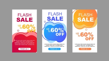 Wall Mural - Dynamic modern fluid mobile for flash sale banners. Sale banner template design, Flash sale special offer set.vector design