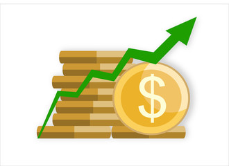 Dollar coin with growth graph infographic. Financial growth concept