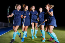 Five Field Hockey Players Celebrate The Victory