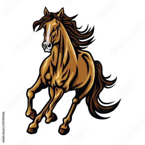 Mustang Horse Running Vector Mascot Logo Illustration Poster Mural XXL