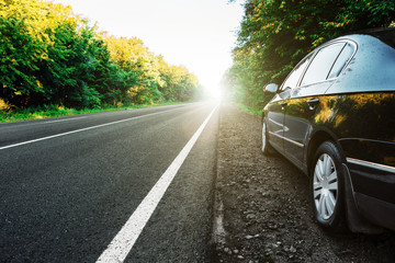 Poster - black car on asphalt road