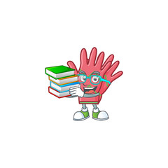 Canvas Print - Student with book christmas gloves mascot cartoon character style