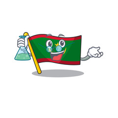 Sticker - Smart Professor flag mauritania cartoon character holding glass tube