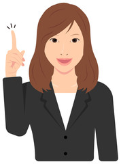 Sticker - Young asian business woman vector illustration (upper body,waist up) / idea,inspiration, good point, recommendation