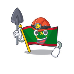 Sticker - Cool Miner flag mauritania of cartoon mascot style