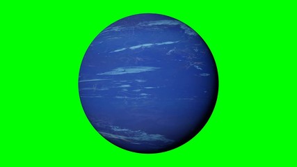 Wall Mural - planet Neptune rotating, solar system world in outer space isolated on green screen background, 4k loop