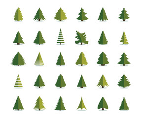 Wall Mural - Fir tree icon vector illustration. Christmas trees set. Pine flat modern design.