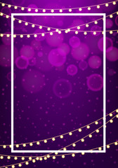 Wall Mural - frame template design with purple lights