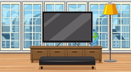 Wall Mural - scene with big tv and seat in the room