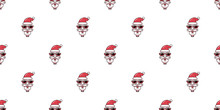Merry Christmas Vector Cartoon Santa Claus Face Wearing Sunglasses Seamless Pattern Background For Design.