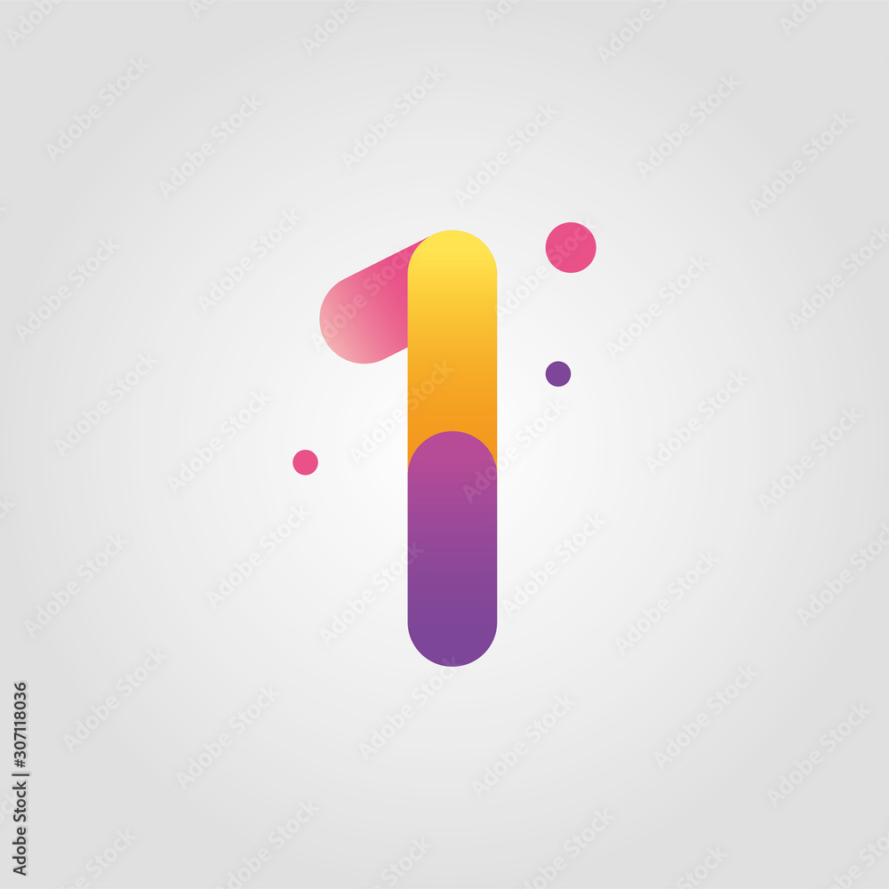 Vector number one logo design template with gradient color - obrazy, fototapety, plakaty 