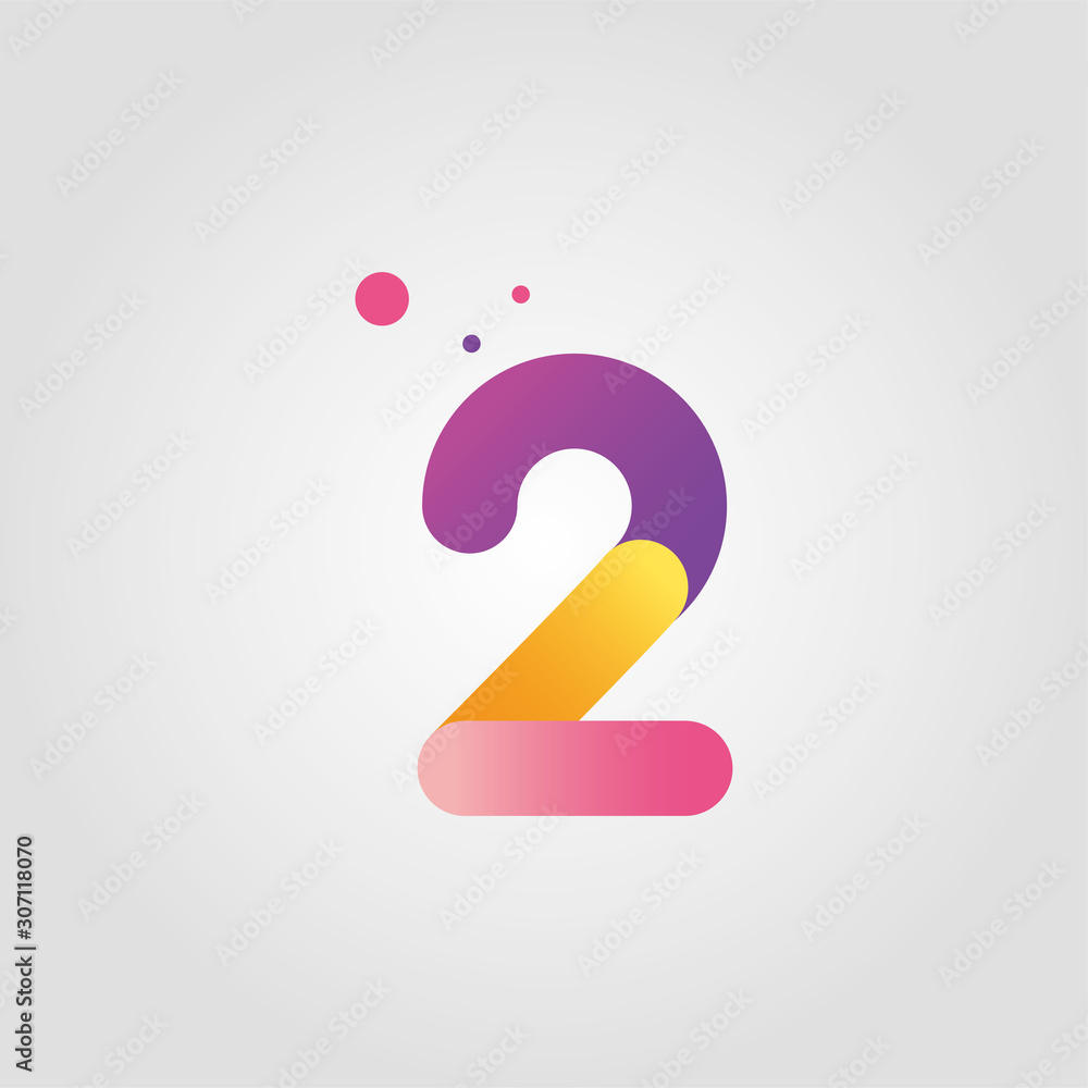 Vector number two logo design template with gradient color - obrazy, fototapety, plakaty 