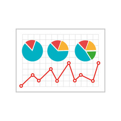 Sticker - document with statistics graphics isolated icon vector illustration design