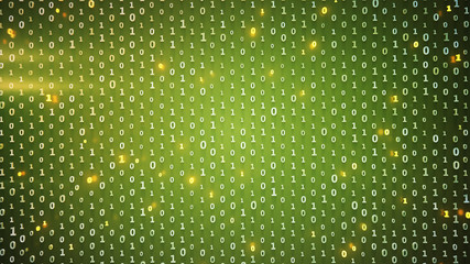Wall Mural - green matrix of binary code symbols 3d render