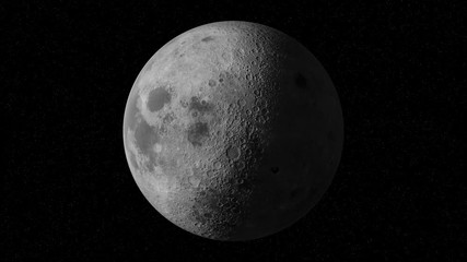 Wall Mural - Moon rotating, solar system world in in front of the stars, 4k loop