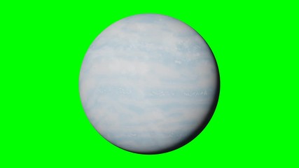 Wall Mural - planet Uranus rotating, solar system world in outer space isolated on green screen background, 4k loop