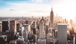 canvas print picture - New York City Skyline bei Sonnenuntergang
