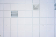 Squared Background Concept In White. Photo Of The Ceiling In The Building.