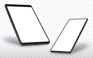 Wall Mural - tablet pc and mobile phone vector illustration concept with black frame and white screen. easy edita