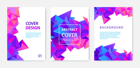 Wall Mural - vector set of triangle polygonal abstract background, facet crystal blue covers, flyers, brochures. 