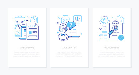 Wall Mural - hr management - line design style banners set
