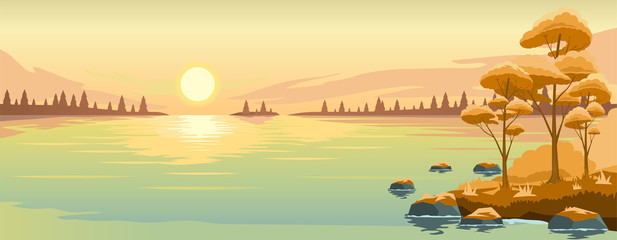autumn landscape with lake