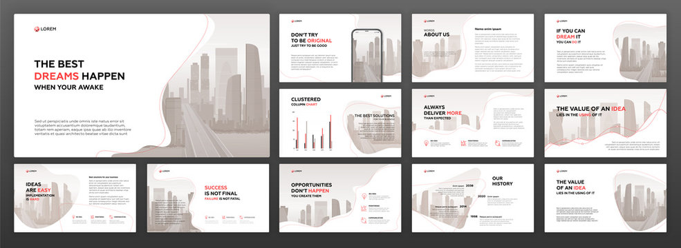 business presentation powerpoint templates set. use for presentation background, brochure design, we