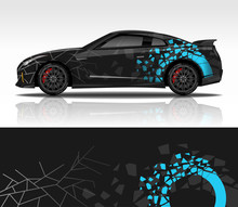 Car Wrap Decal Design Vector, For Advertising Or Custom Livery WRC Style, Race Rally Car Vehicle Sticker And Tinting Custom.