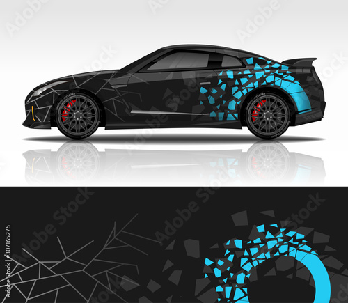 Fotografía Car wrap decal design vector, for advertising or custom livery WRC style, race rally car vehicle sticker and tinting custom