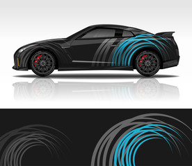 Wall Mural - Car wrap decal design vector, for advertising or custom livery WRC style, race rally car vehicle sticker and tinting custom.