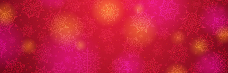 Wall Mural - red christmas banner with snowflakes. merry christmas and happy new year greeting banner. horizontal