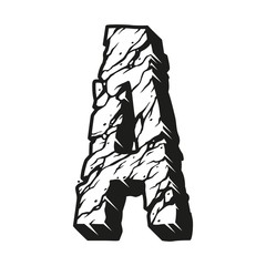 Sticker - Vintage monochrome letter A concept