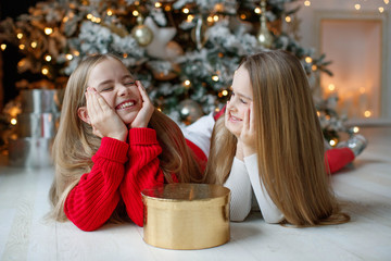 Wall Mural - Children at Christmas. Children's fashion. 