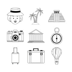 Wall Mural - icon set of travel and monuments of the world, flat design