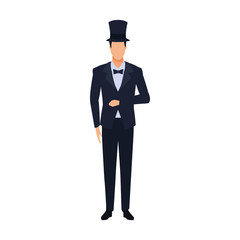 Wall Mural - elegant man with top hat icon, flat design