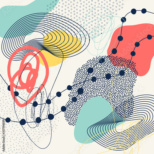 Creative geometric colorful background with patterns. Collage. Design for pri...