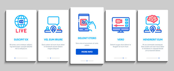 Poster - Podcast And Radio Onboarding Mobile App Page Screen. Internet Global Live Broadcasting Podcast, Headphones, Microphone And Antenna Concept Illustrations