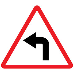 Poster - Turn Left traffic sign vector . Red triangle background.