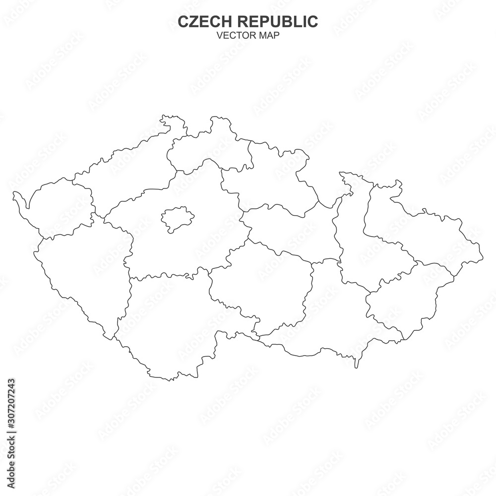 political map of Czech Republic on white background - obrazy, fototapety, plakaty 