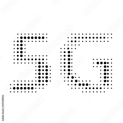 5g halftone sign. Dots halftone style. Vector illustration of data transfer i...